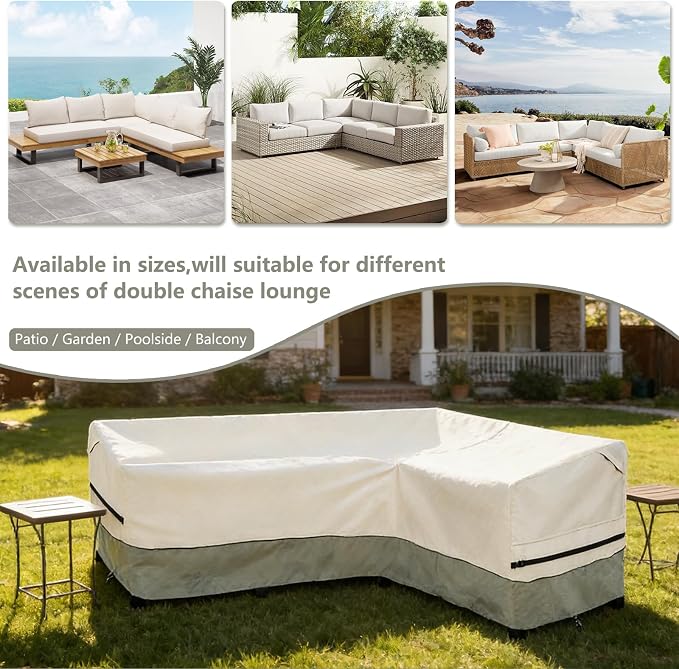okcool Outdoor Sectional Sofa Cover Waterproof-L-Shaped Patio Furniture Covers - Image 3