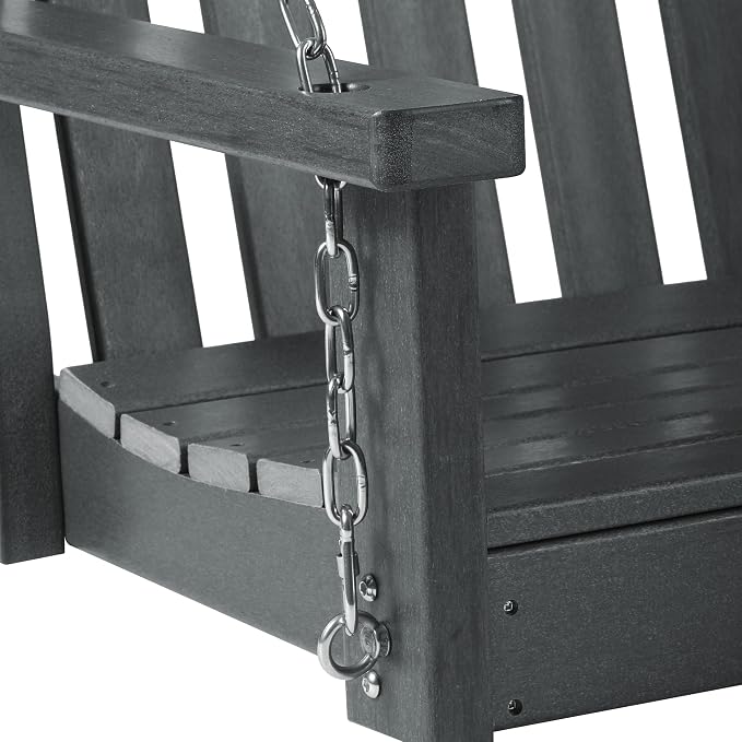 COSTAELM Paradise Outdoor Patio HDPE Hanging Front Porch Swing Bench - Image 7