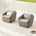 CHITA 2 Pieces Patio Wicker 360° Swivel Chairs by CHITALIVING