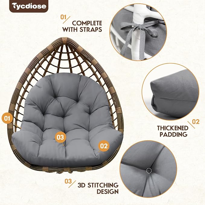Egg Chair Cushion Replacement, Waterproof Outdoor Hanging Egg Swing Chair - Image 5