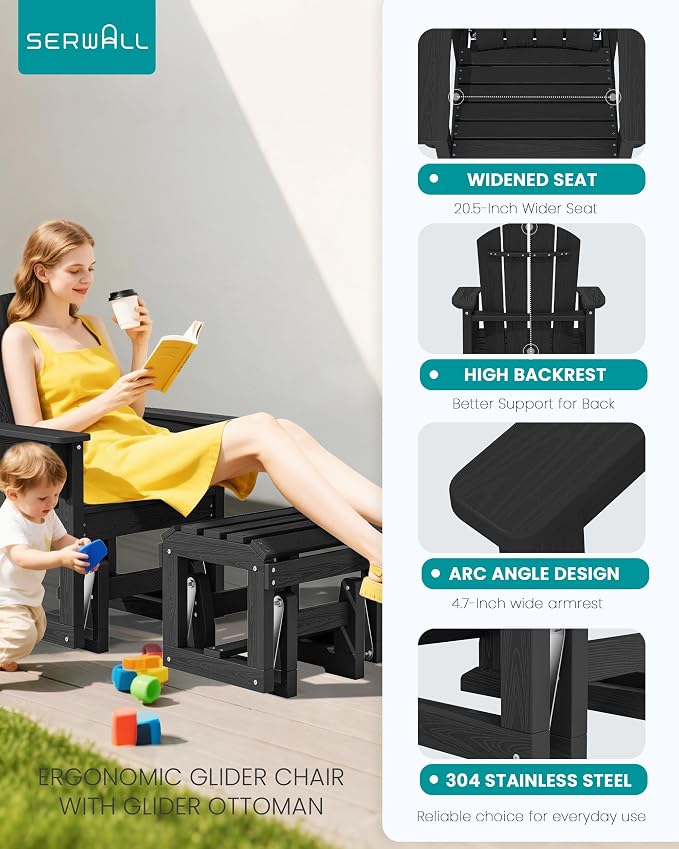 SERWALL Outdoor Glider Chair Set of 4 - Image 5