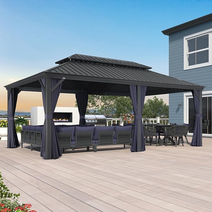 PURPLE LEAF 12' X 20' Hardtop Gazebo Aluminum Gazebo by PURPLELEAF