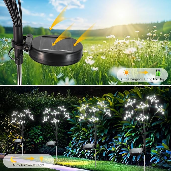 Solar Garden Lights 2 Pack Waterproof Solar Swaying Starburst Light Outdoor - Image 5