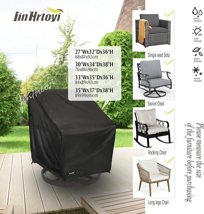 JinHrtoyi Outdoor Chair Covers 2 Pack, 33Wx35Dx36H inches Patio Chair Cover - Image 3