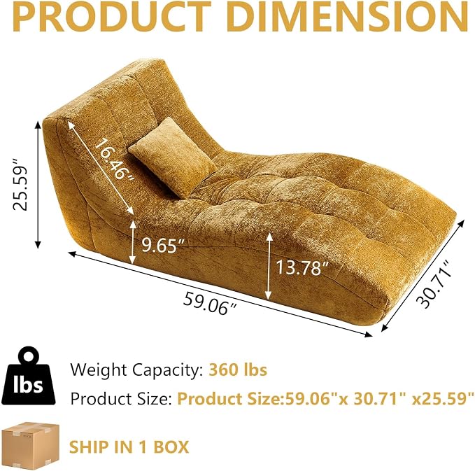 Chaise Lounge Chair with Curved Back, Modern Upholstered Recliner Sofa - Image 2