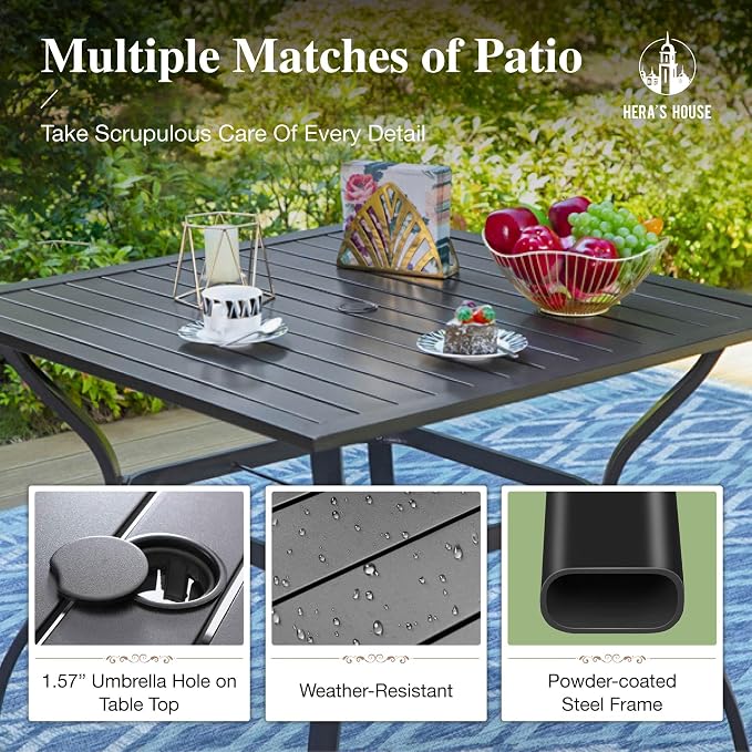 HERA'S HOUSE Outdoor Dining Set 5-Piece, 4 PE Wicker Patio Chair - Image 5
