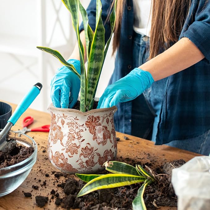 6 Inch Ceramic Plants Pots Vintage Ceramic Flower Planters Crackle Glaze Finish - Image 4