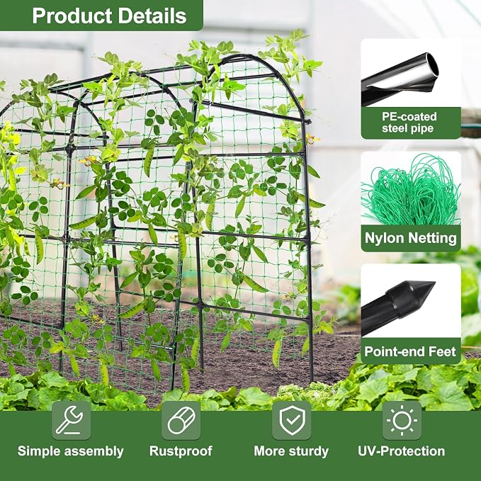 Garden Arch Tunnel Trellis for Climbing Plants Outdoor, 7 ft Tall Metal Walkway - Image 7