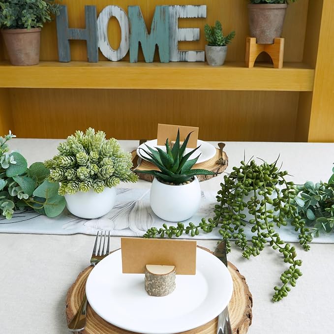 Winlyn Set of 3 Assorted Artificial Succulent Plants in White Concrete Pots - Image 5