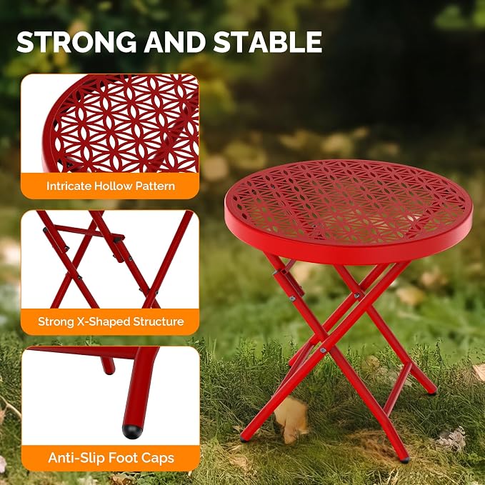VINGLI Patio Folding Side Table, Small Outdoor Table - Image 6