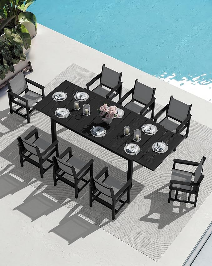 SERWALL 7-Piece Patio Dining Sets, All Weather HDPE Patio Furniture Set - Image 9