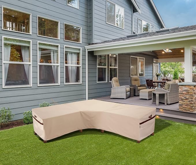 Patio V-Shaped Sectional Lounge Set Cover Waterproof 90''W x 90''L x 33.5''D x - Image 3