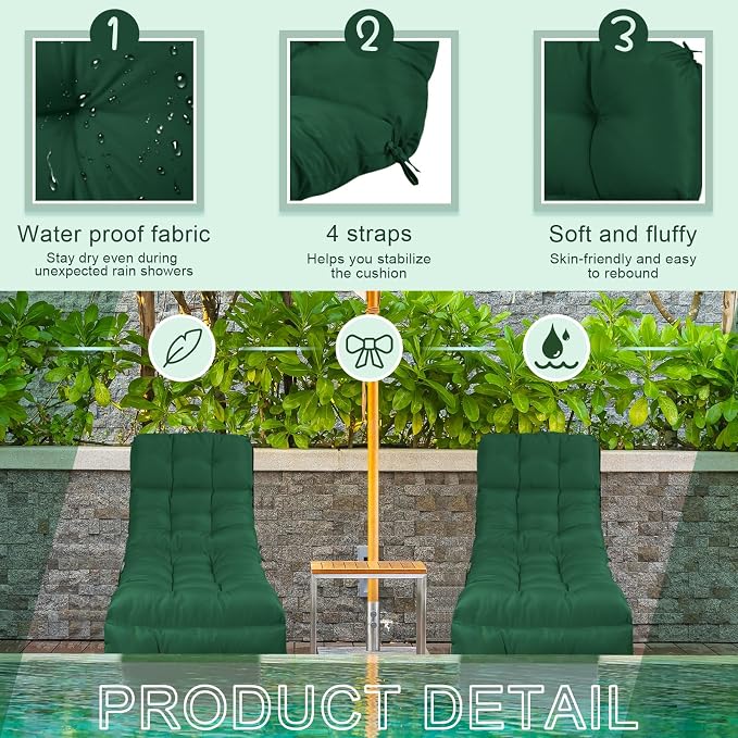 Outdoor Chaise Lounge Chair Cushion 72 x 22 x 4.21 Inches Thick Tufted Patio - Image 3