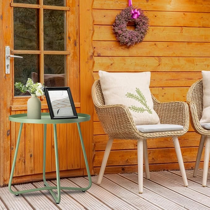 danpinera Outdoor Side Tables, Weather Resistant Steel Patio Side Table - Image 8