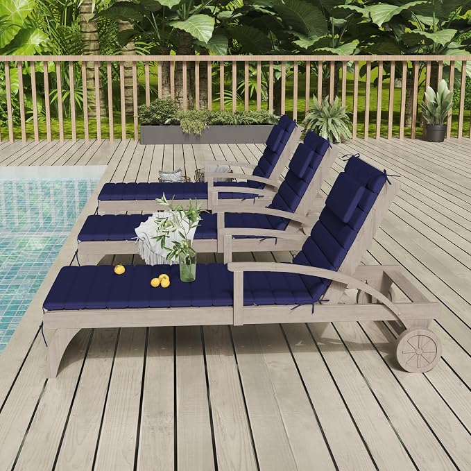 Sundale Outdoor Olefin Quilted Lounge Cushion Set of 2, Patio Foldable Chaise - Image 9