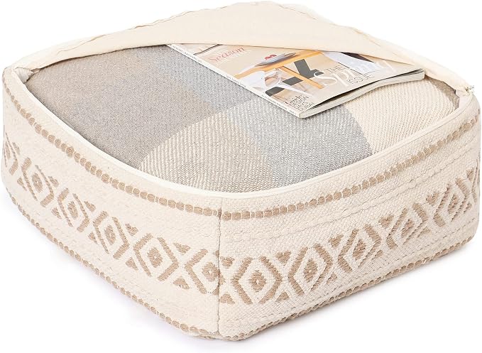 REDEARTH · UNSTUFFED Pouf Ottoman Cover Textured Storage Cube Bean Bag Poof - Image 4