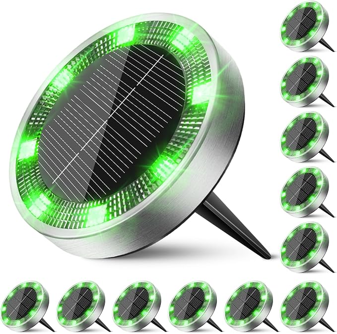 Peasur Solar Ground Lights Outdoor, 12 Pack Flat Solar Powered Disc Lights by Peasur