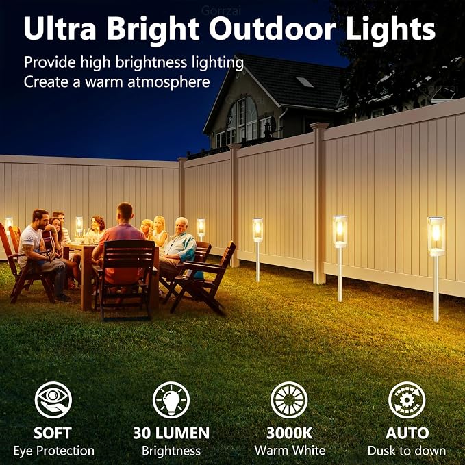 Solar Pathway Lights 8 Pack Solar Outdoor Lights - Image 3