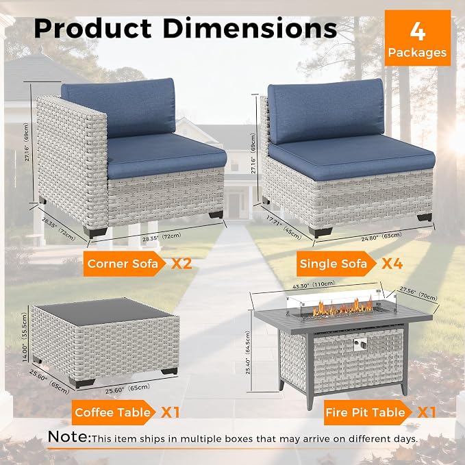 6-Seat Modern Outdoor Wicker Rattan Patio Furniture Set - Image 3