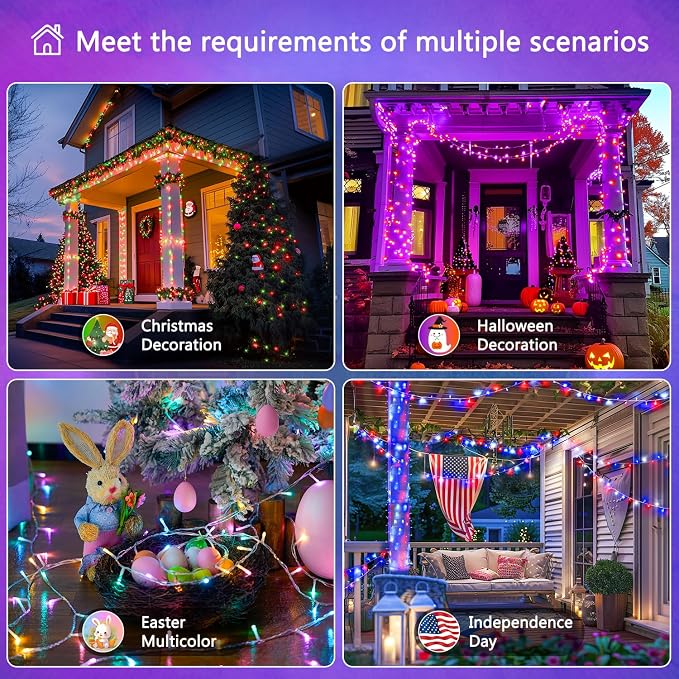 JMEXSUSS 200 LED RGB String Light Outdoor Indoor, Christmas Lights Outdoor - Image 3