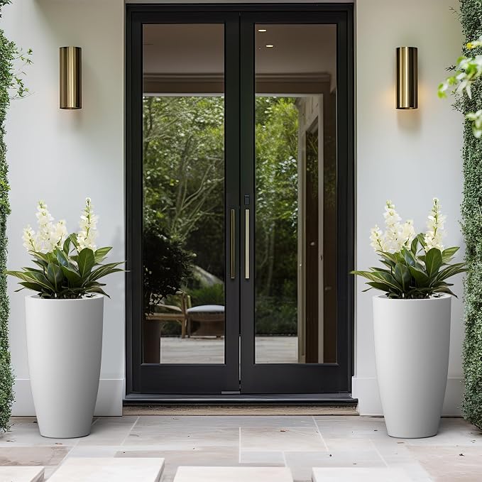 Kante 23.6" H Pure White Finish Concrete Tall Planters Large Outdoor Indoor - Image 6