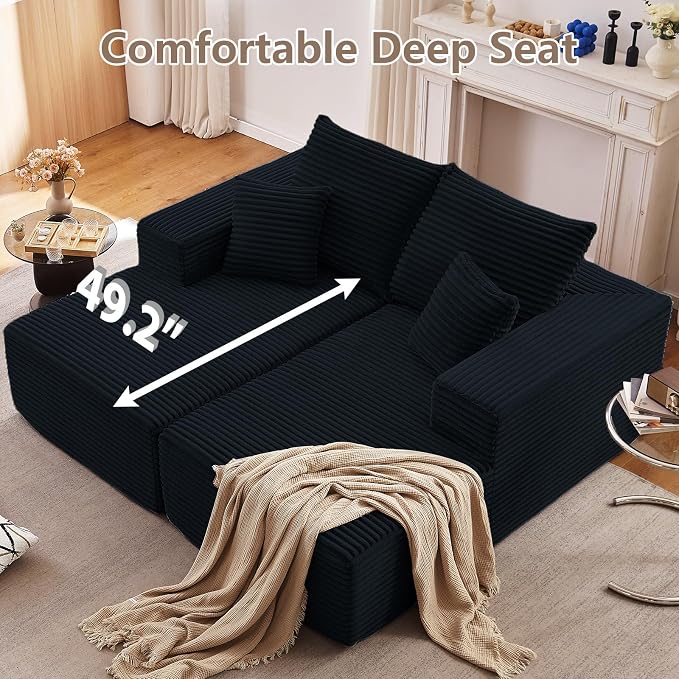 ODUWA Oversized Double Chaise Lounges Indoor, Upholstered Boneless Cloud - Image 4