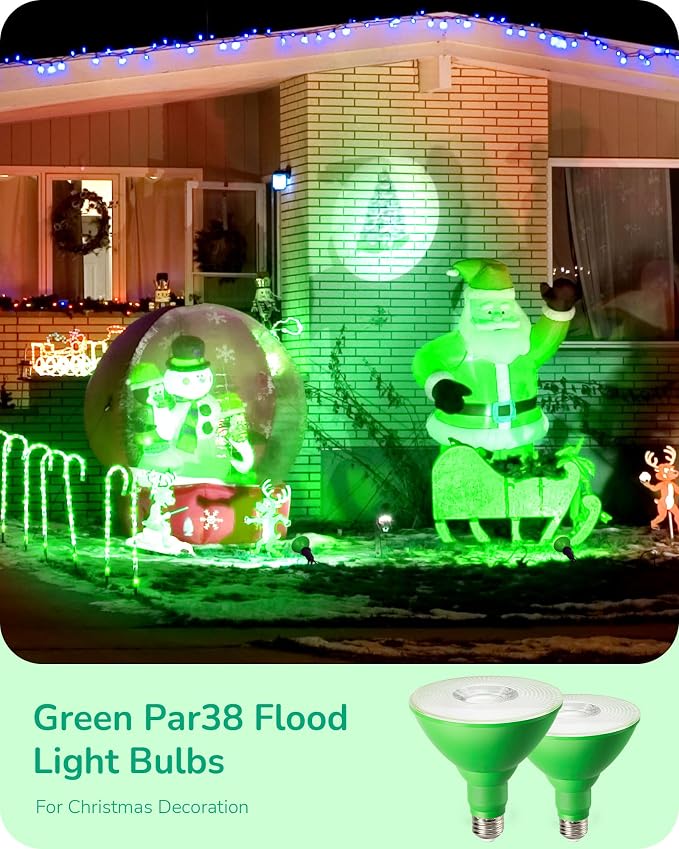 EDISHINE St.Patrick's Day/Easter Decorations PAR38 Green LED Flood Light Bulbs - Image 3