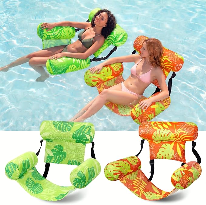 2 Pack Inflatable Pool Float for Adult Adjustable Hammock Float Chair Fabric by Blueweenly