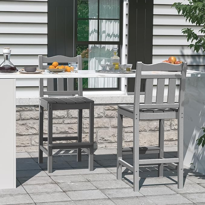 nalone Outdoor Bar Stool, HDPE Tall Adirondack Chair Bar Chair, Weather - Image 2