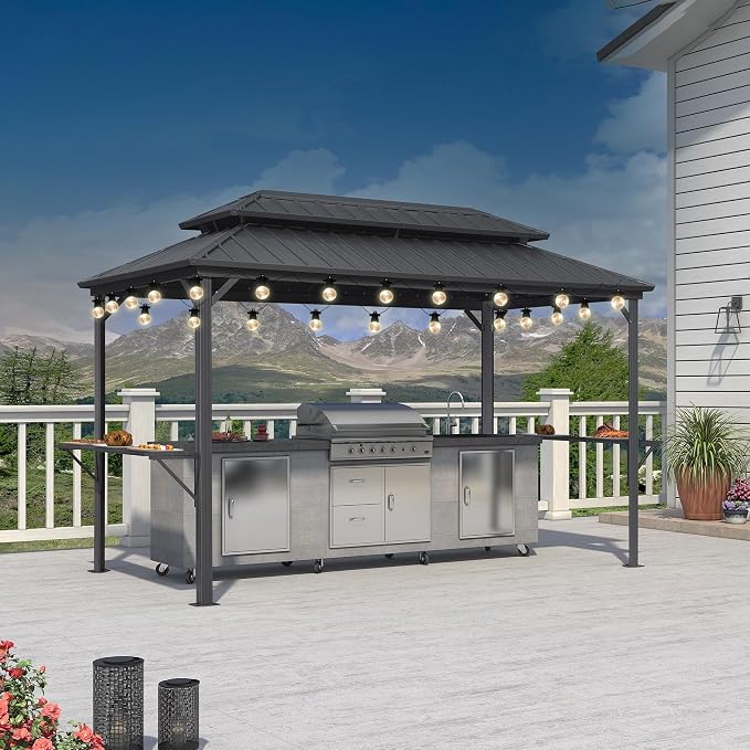 PURPLE LEAF 6.5' X 12' Hardtop Grill Gazebo - Image 2