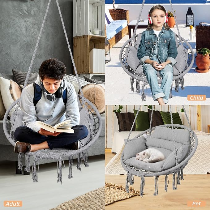 Goutime Hammock Chair, Macrame Hanging Swing Chairs - Image 3