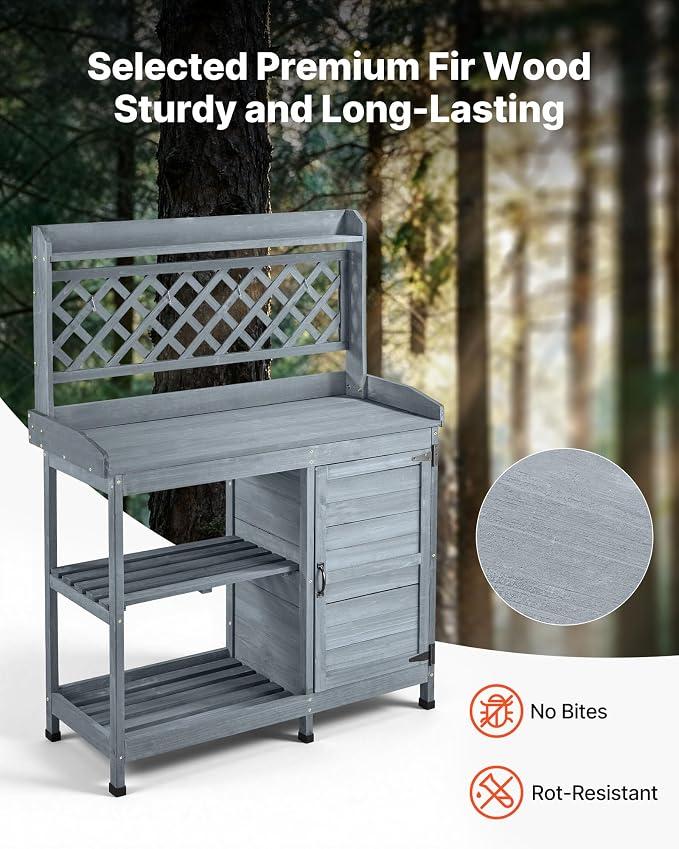 VEVOR Potting Bench Table, Outdoor Gardening Wooden Workstation - Image 3