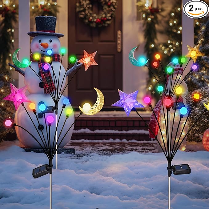 TAKE ME Solar Firefly Lights Outdoor Moon Star Sun Projection Stake Lights by TAKEME