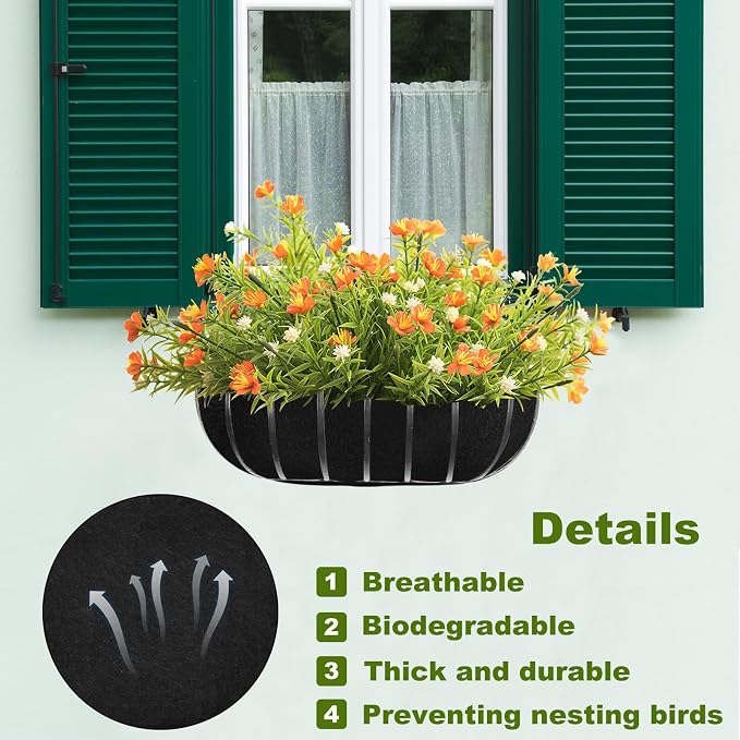 2PCS 30Inch Upgraded Planter Basket Liners Fabric Window Box Liners Felt Trough - Image 3