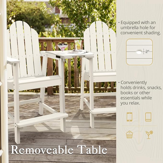 LUE BONA Tall Adirondack Chair Set of 4, All Weather HDPS Bar Height Chairs - Image 3