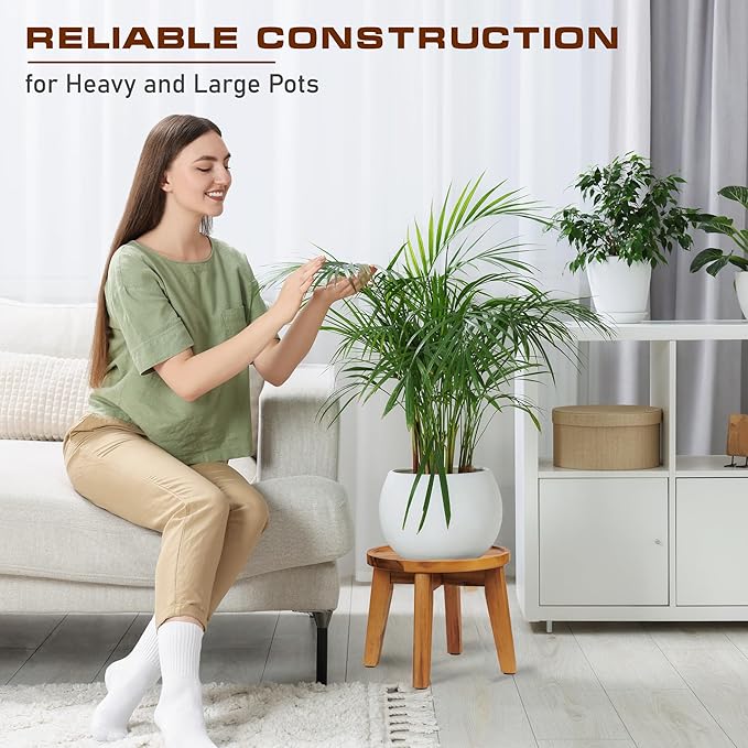 Demigo Indoor Plant Stand, Acacia Wooden Decorative Plant Shelf - Image 6