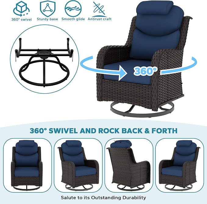Patio Swivel Rocker Chairs of 2 - Image 5