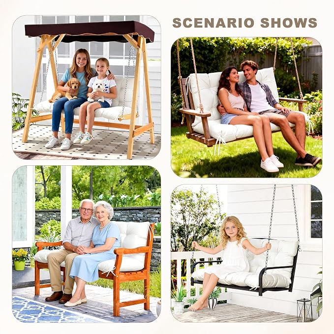 Porch Swing Cushion with Backrest, Waterproof Bench Cushion - Image 7