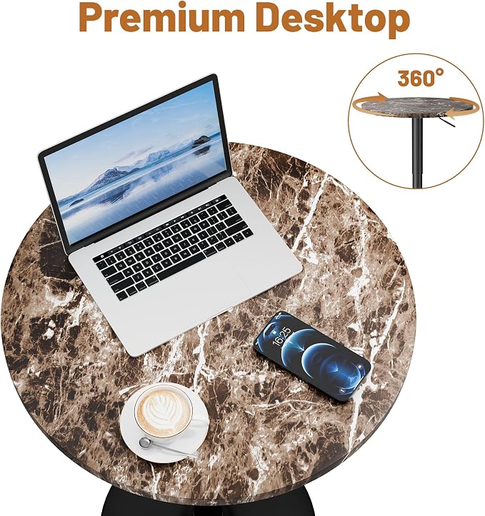 Flamaker Round Bistro Pub Table 23.6 Inch Height Adjustable 360° Swivel Bar - Image 6