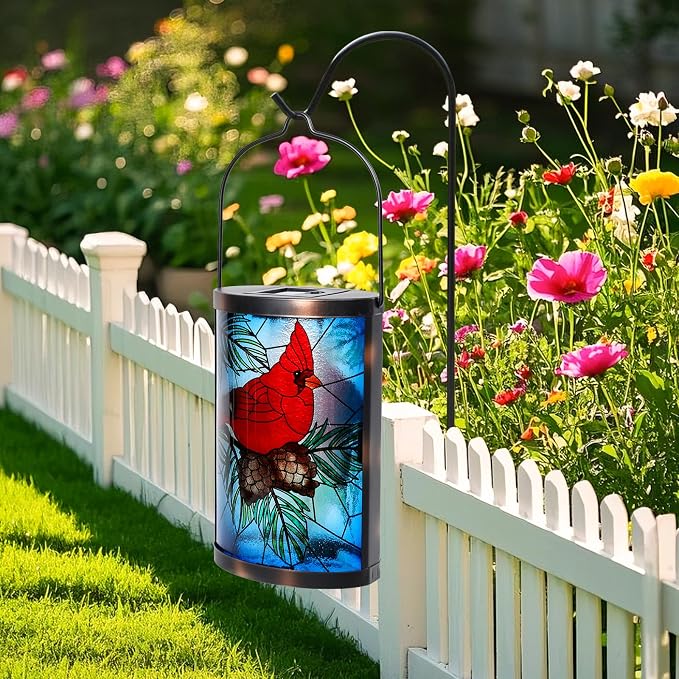 MUMTOP Hanging Solar Lanterns Outdoor Waterproof, Christmas Lantern Cardinal - Image 3