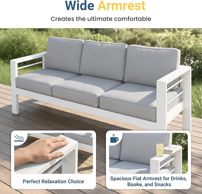 Wisteria Lane Aluminum Outdoor Patio Furniture Set, Modern Patio Conversation - Image 4