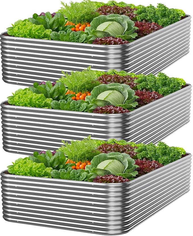 3 PCS Tall 4x2x1.5ft Galvanized Raised Garden Bed Outdoor, Metal Garden Bed - Image 8