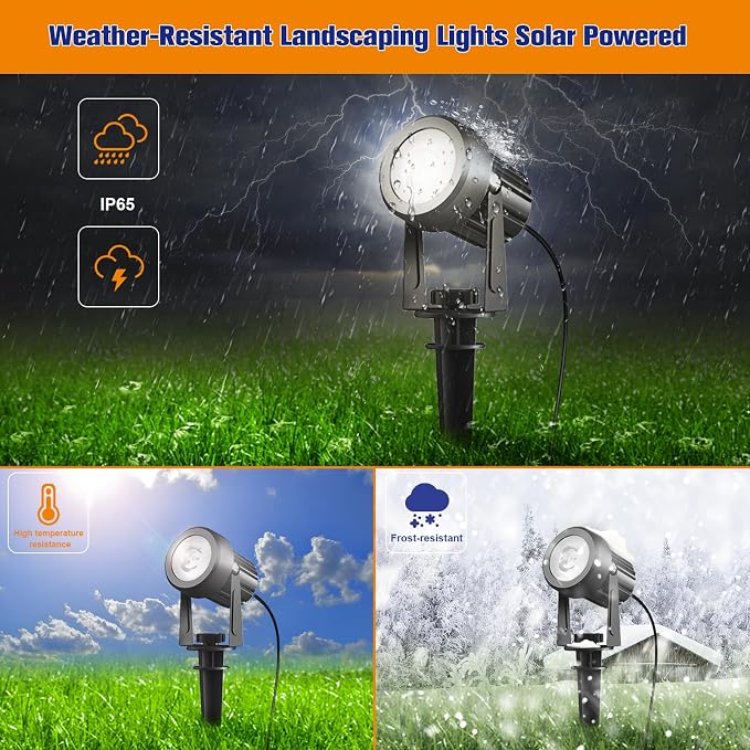 APONUO Solar Spot Lights Outdoor 4-in-1 Solar Landscape Lighting Dusk to Dawn - Image 5