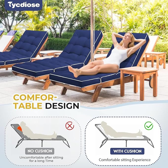 Outdoor Chaise Lounge Chair Cushion, Non-Slip Patio Chaise Lounge Cushions - Image 4