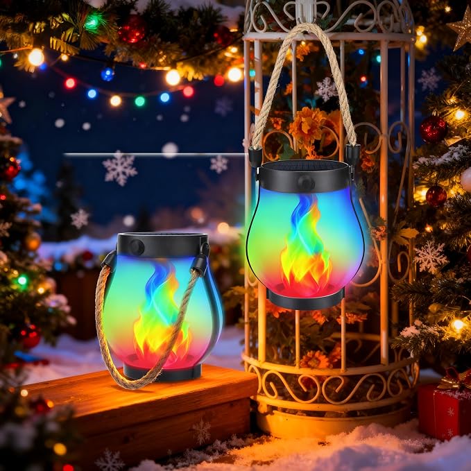Christmas Solar Flame Lantern Hanging Outdoor Waterproof - Image 8