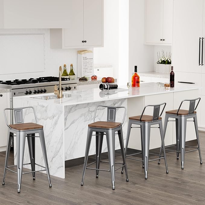 Changjie Furniture 30 Inch Bar Stools Set of 4 Industrial Metal Barstools Bar - Image 4