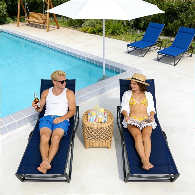 Kozyard Outdoor Chaise Lounge Chair, Full Aluminum Frame, Adjustable Reclining - Image 8