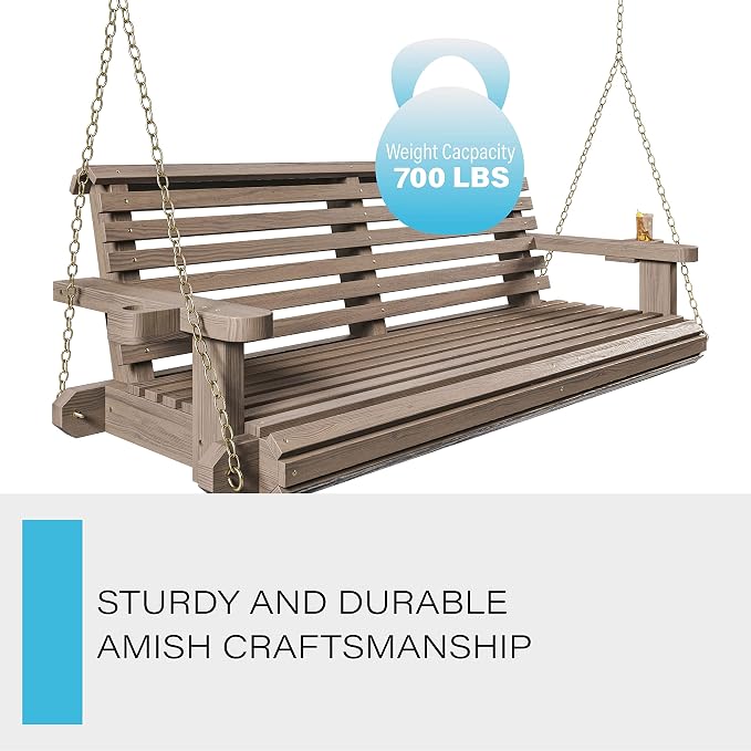 Porchgate Amish Heavy Duty 800 Lb Roll Comfort Treated Porch Swing W/Chains - Image 4