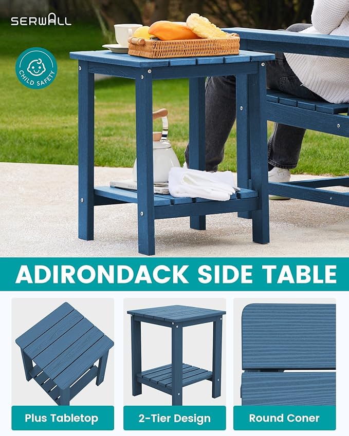 SEWRWALL 3 Pieces Patio Bistro Set, All Weather Adirondack Chair Set - Image 5