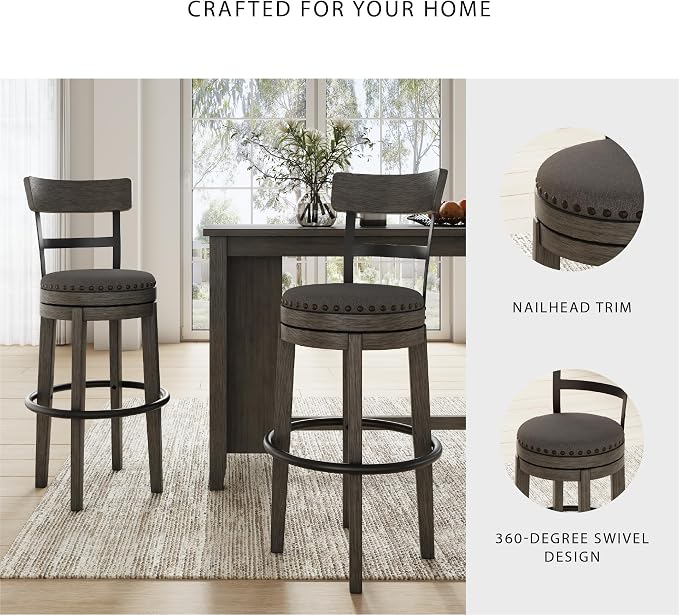 Signature Design by Ashley Caitbrook Casual Farmhouse Tall Upholstered Swivel - Image 5